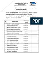 Nómina de Estudiantes Convocados A Refuerzo 9B