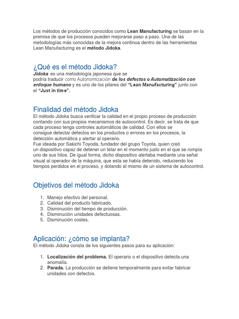 Jidoka | PDF | Impresora (Computación) | Lean Manufacturing