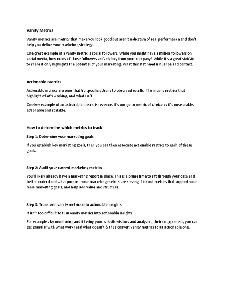 Vanity Metrics & Actionable Metrics PDF