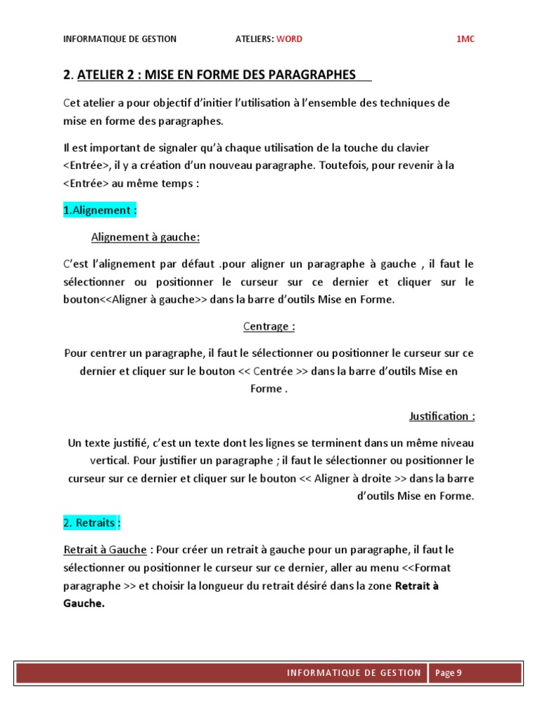 Atelier 2 D | PDF | Microsoft Word | Application