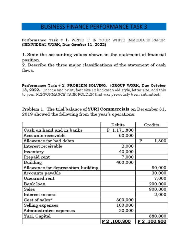 Business Finance Student Tasks | PDF