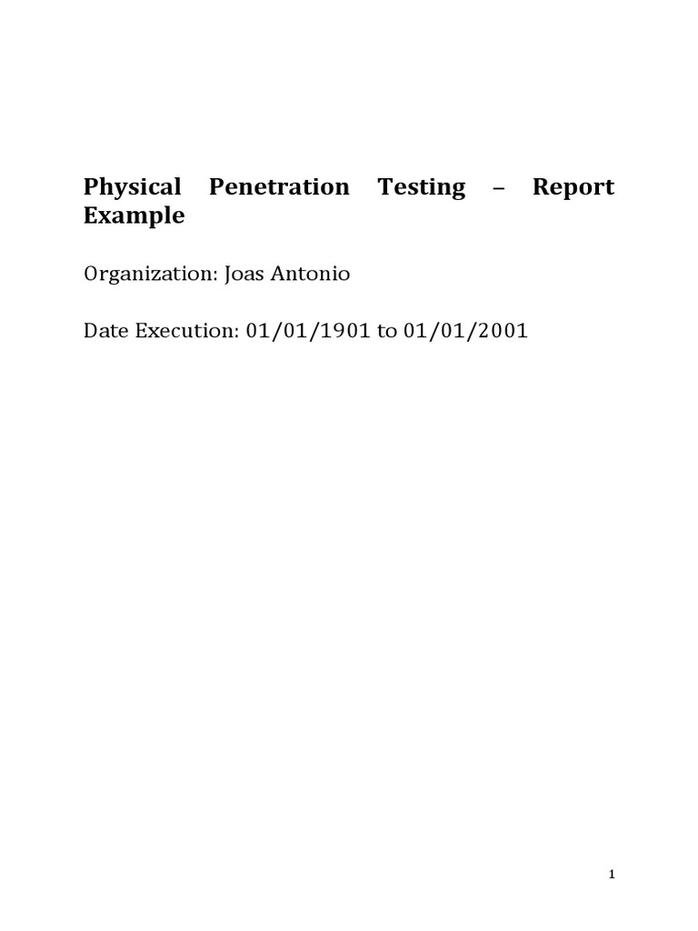 Physical Penetration Testing Report | PDF | Penetration Test | Computer ...