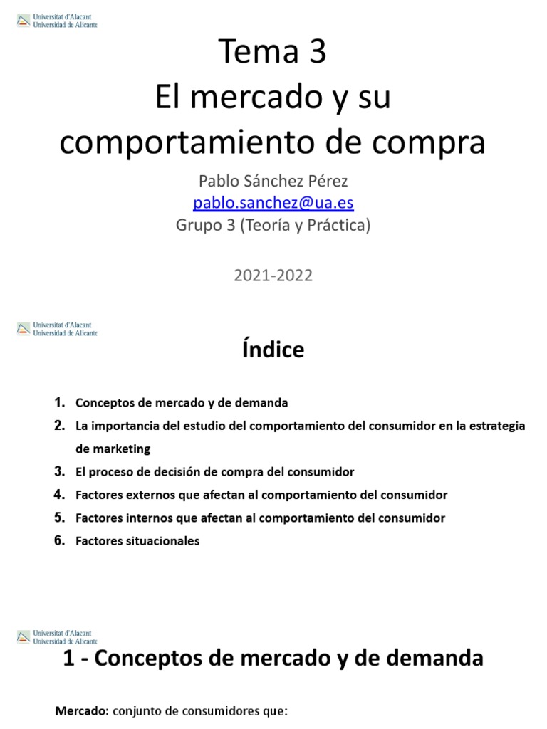 Tema 3 - El Mercado y Su Comportamiento de Compra | PDF ...