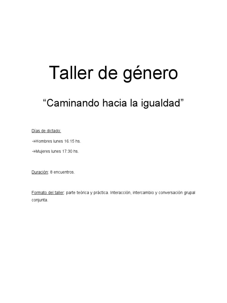 Taller De Género Pdf La Violencia Contra Las Mujeres Género