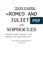 Reaction Paper On Romeo and Juliet