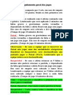 Regulamento esportivo com regras de vôlei, handebol, futsal e basquete