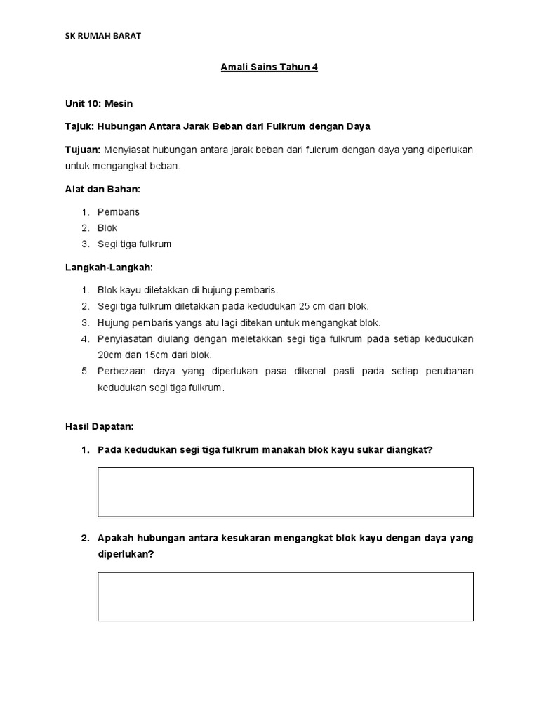 Sains Tahun 4 Unit 10 | PDF