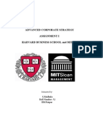Advanced Corporate Strategy Assignment I Harvard Business School and Mit Sloan