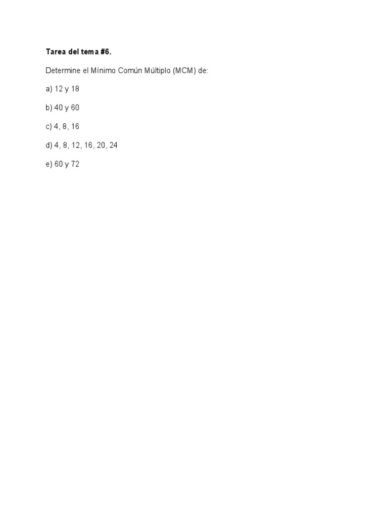 minimo comun multiplo de 4 6 8 y 12