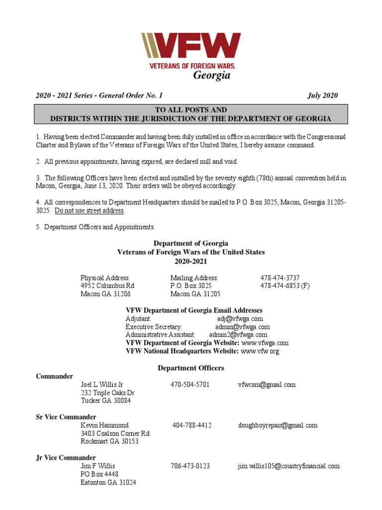 General Order Number 1 July 2020 | PDF | Business