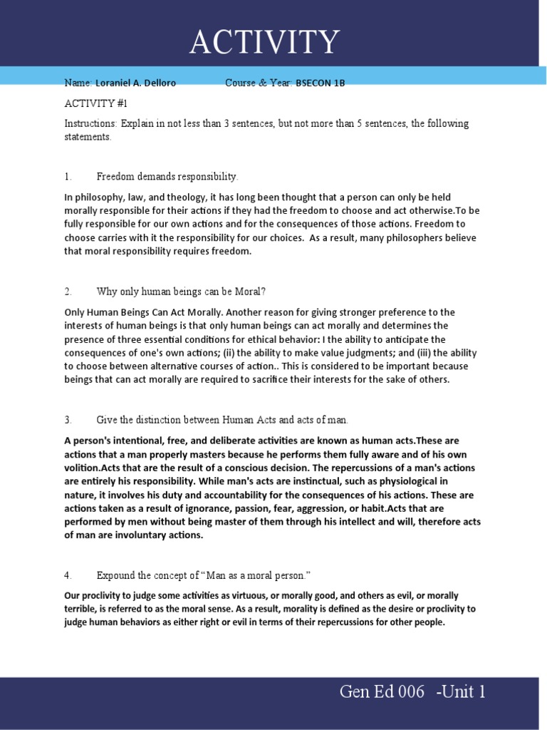 Understanding Moral Responsibility | PDF | Free Will | Morality