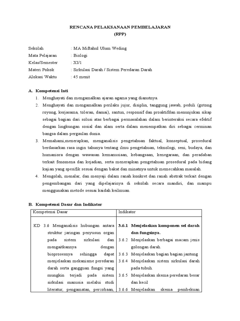 RPP Microteaching - Peredaran Darah | PDF | Ilmu Sosial