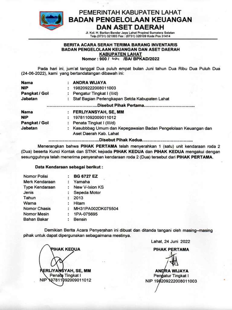 Ba Pengembalian BG 6727 Ez PDF