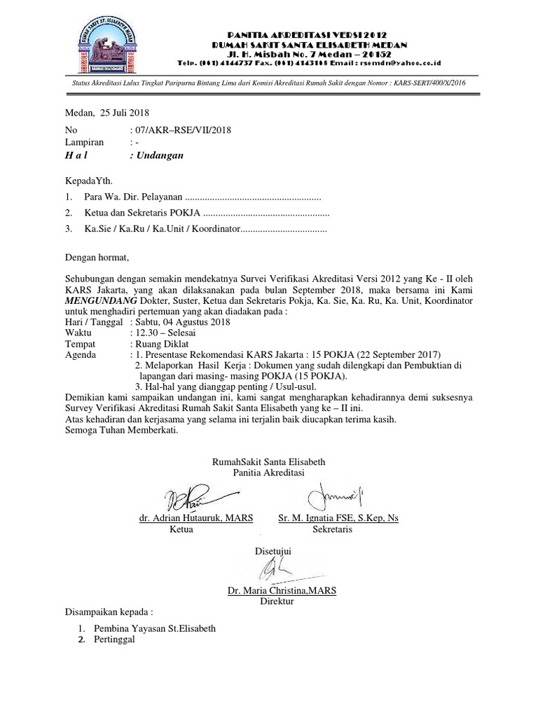 Undangan Evaluasi Akreditasi | PDF