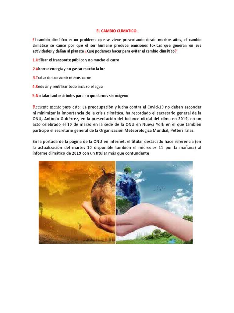 Acciones para Mitigar el Cambio Climático | PDF | Ciencias sociales ...