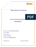 HND Computing: Procedural Programming Assignment 1 Analysis and Design