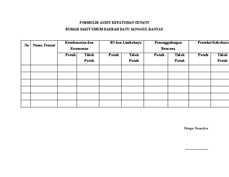 Audit Kepatuhan Tenant RS Datu Sanggul | PDF