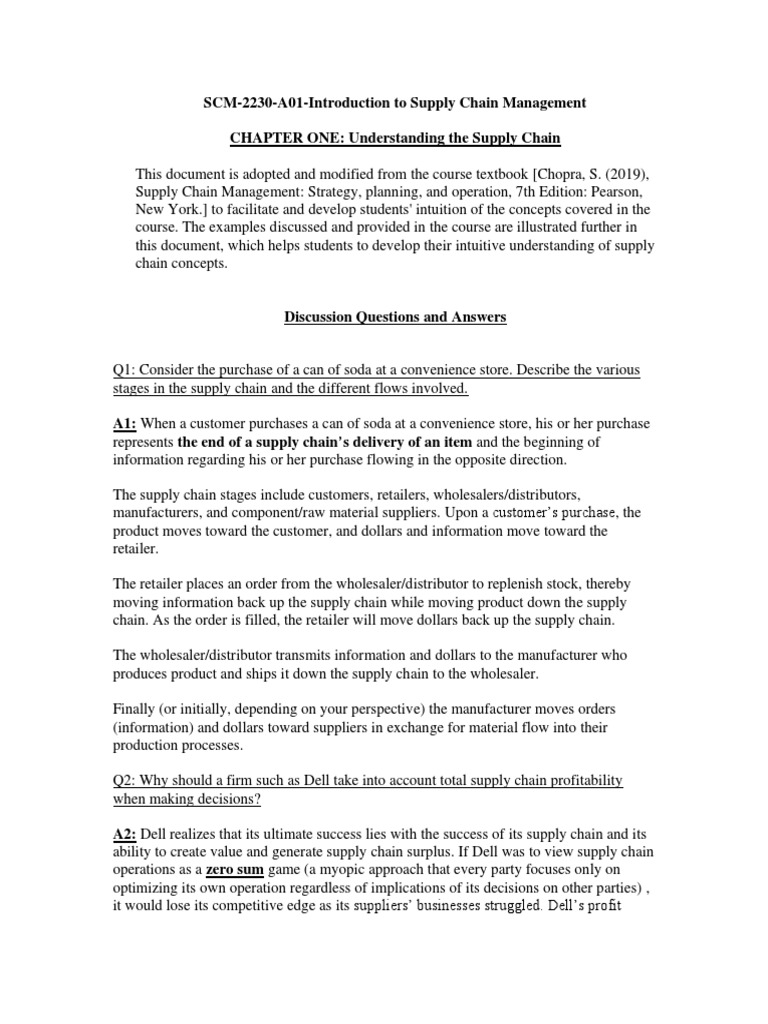 Ch01-Discussion Questions and Answers | PDF | Supply Chain | Retail