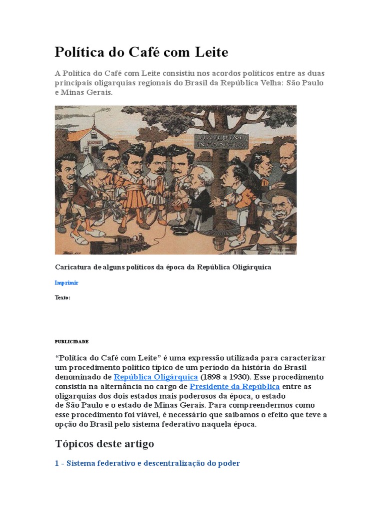Política do Café com Leite no Brasil | PDF | República | Federação