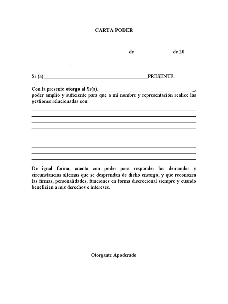 Ejemplo de Carta Poder Simple | PDF