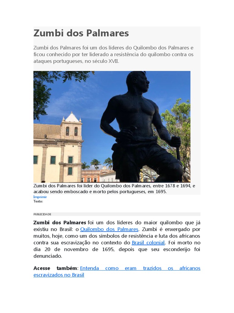 Zumbi Dos Palmares | PDF | História
