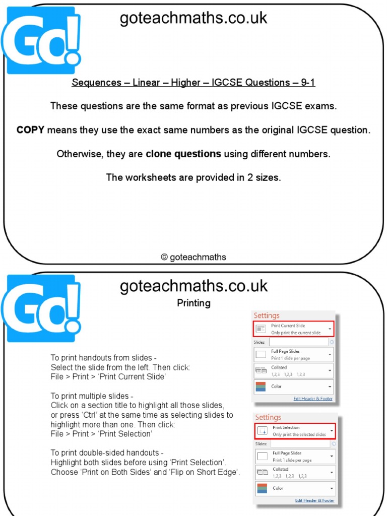 Sequences Linear Higher IGCSE Questions 9 1 | PDF | Qualifications ...