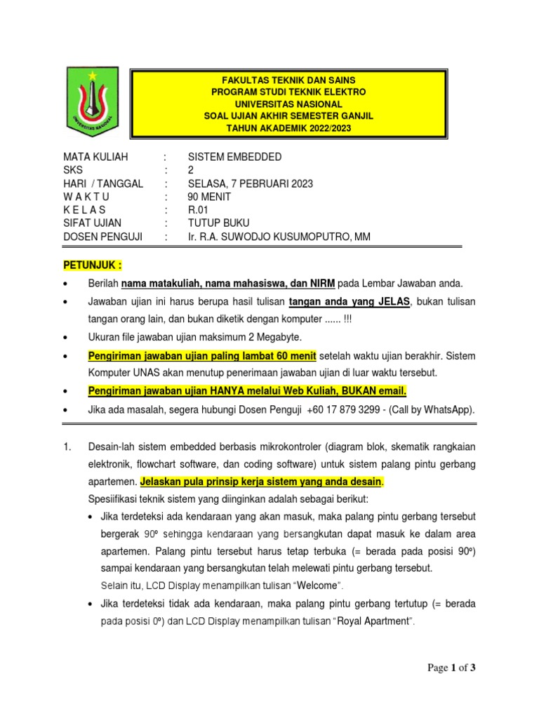 Desain Sistem Embedded untuk Ujian | PDF | Metode & Bahan Ajar | Komputer