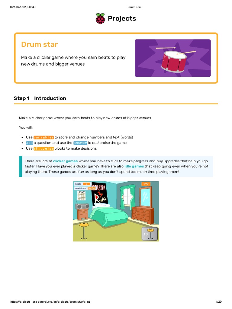 Drum Star | PDF | Scratch (Programming Language) | Computing