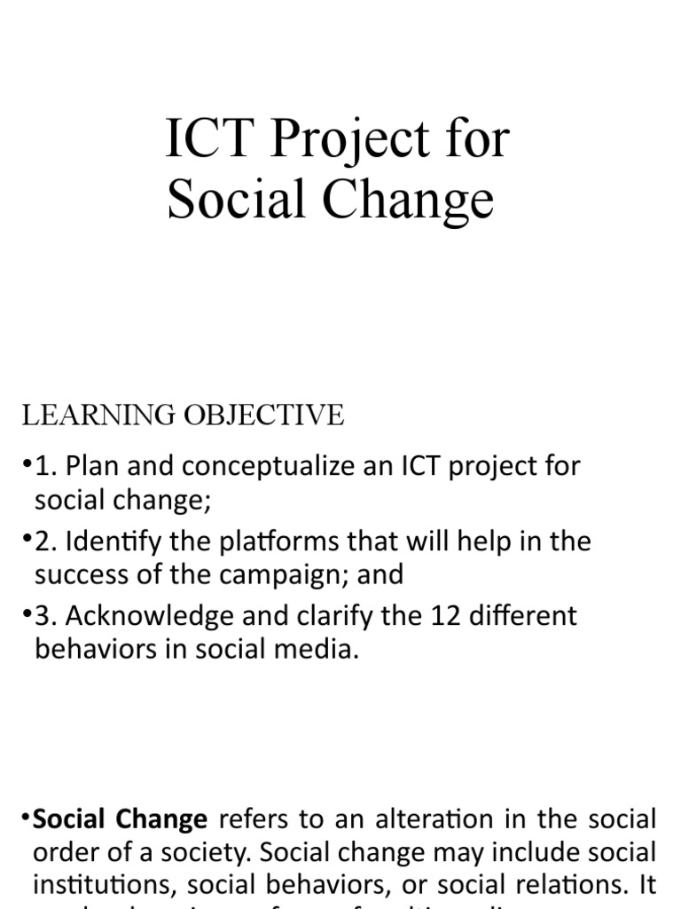 Ict Project For Social Change Lesson Plan