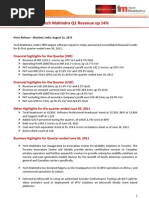 Tech Mahindra Q1 Revenue Up 14% | PDF | Taxes | Innovation