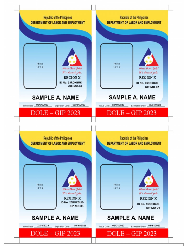 DOLE-GIP ID Sample Format 2023 | PDF