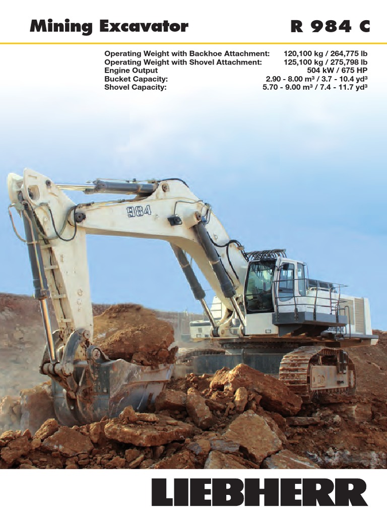 Liebherr R 984 C Mining Excavator Overview | PDF | Reliability ...