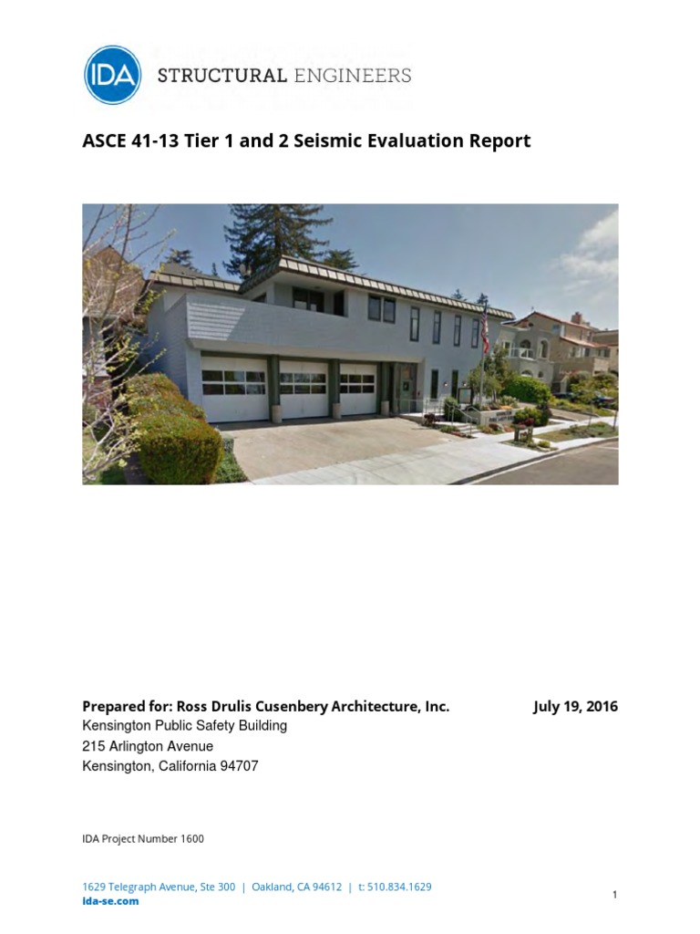 IDA Struct Eng Seismic Evaluation Report | PDF | Geotechnical ...