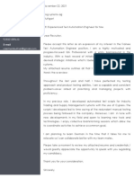Experienced Test Automation Engineer Cover Letter
