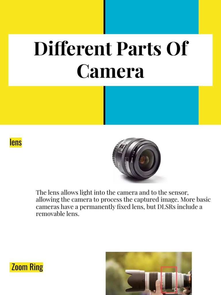 Parts of Camera and Lenses PDF Camera Lens Camera