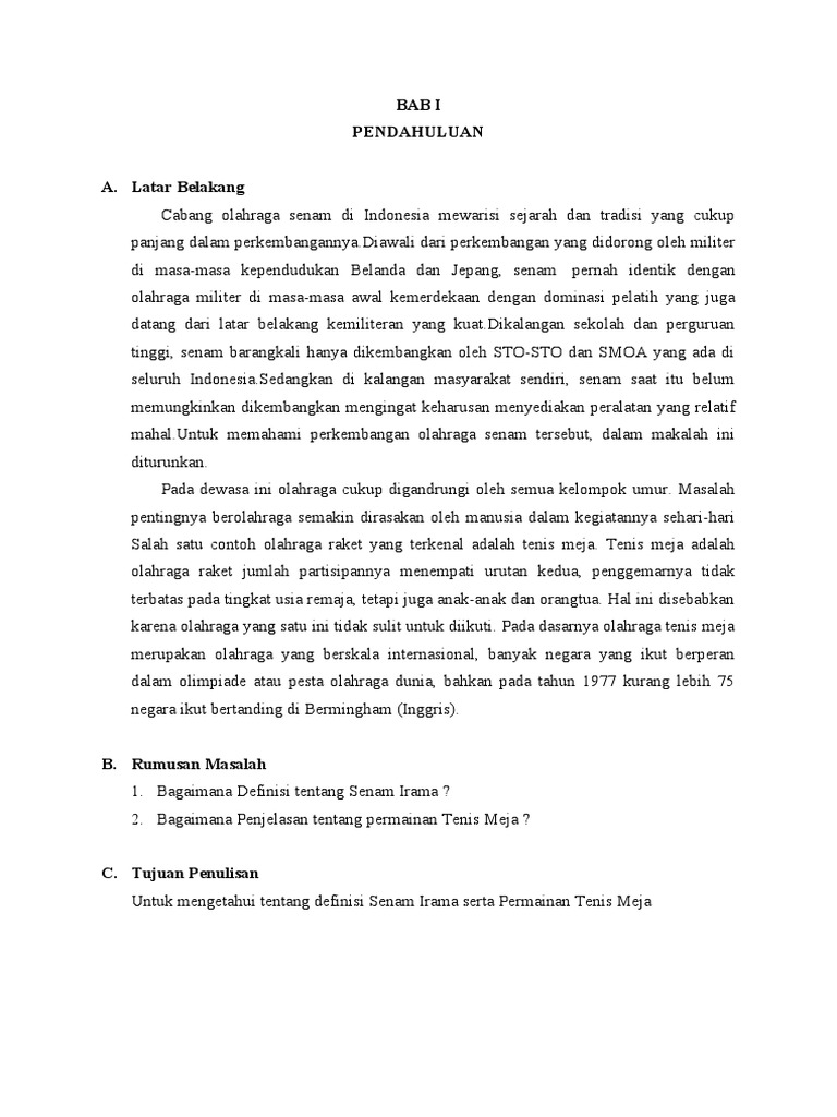 Makalah Senam Irama Dan Tenis Meja | PDF