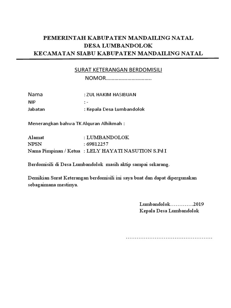  Surat Berdomisili 