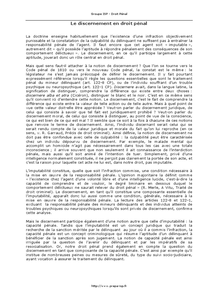 Discernement et Responsabilité Pénale | PDF | Emprisonnement à vie | Prison