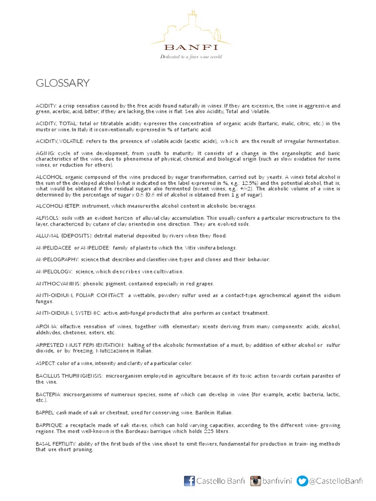 Wine Glossary PDF Wine Phenolic Content In Wine