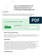 Subvención para El Mantenimiento de Puestos de Trabajo de Personas Con Discapacidad en Centros Especiales de Empleo