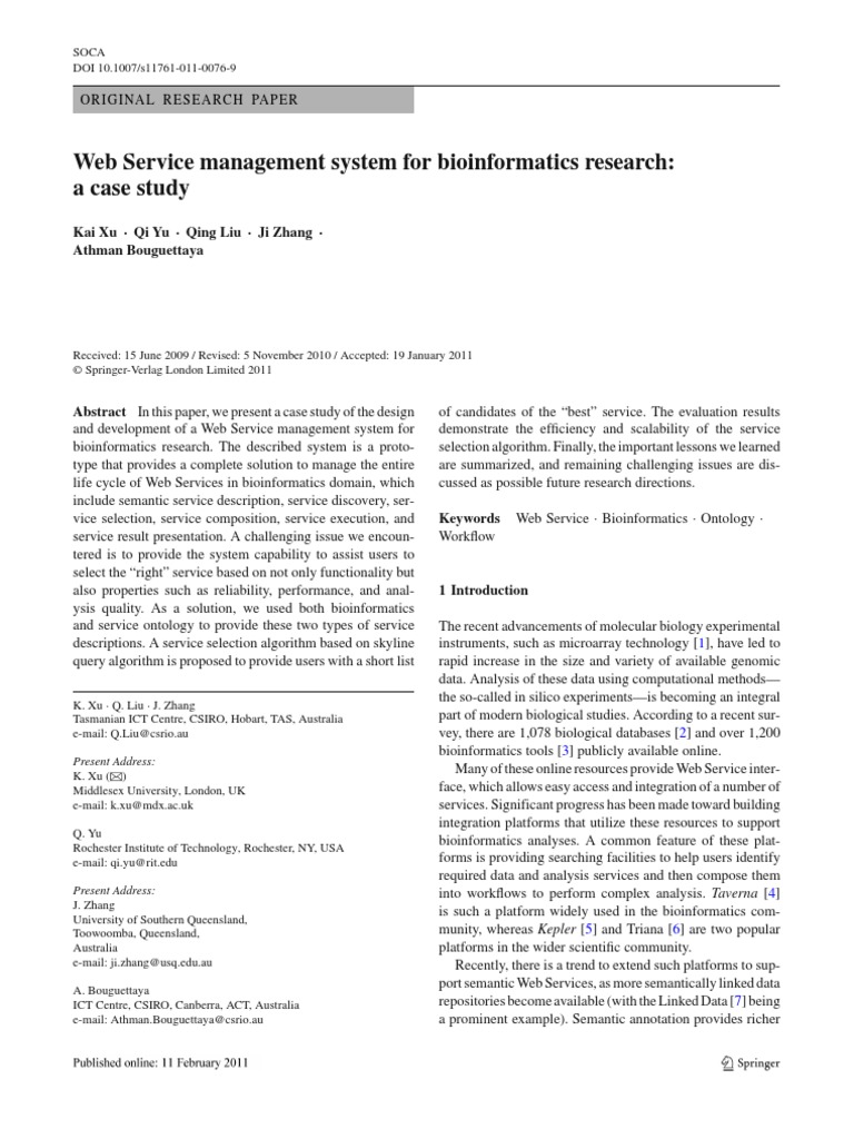 Web Service Management System For Tics Research | PDF | Bioinformatics ...