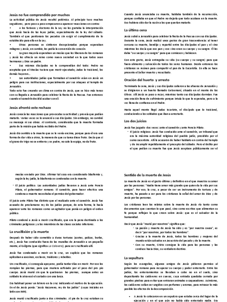 Pasión Muerte y Resurrección de Jesús | PDF | Jesús | La resurrección ...