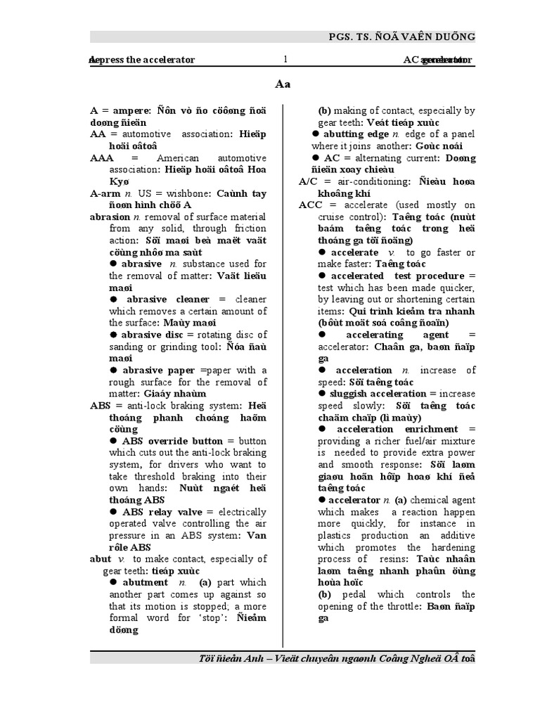 Dictionary (A) PDF Anti Lock Braking System Throttle