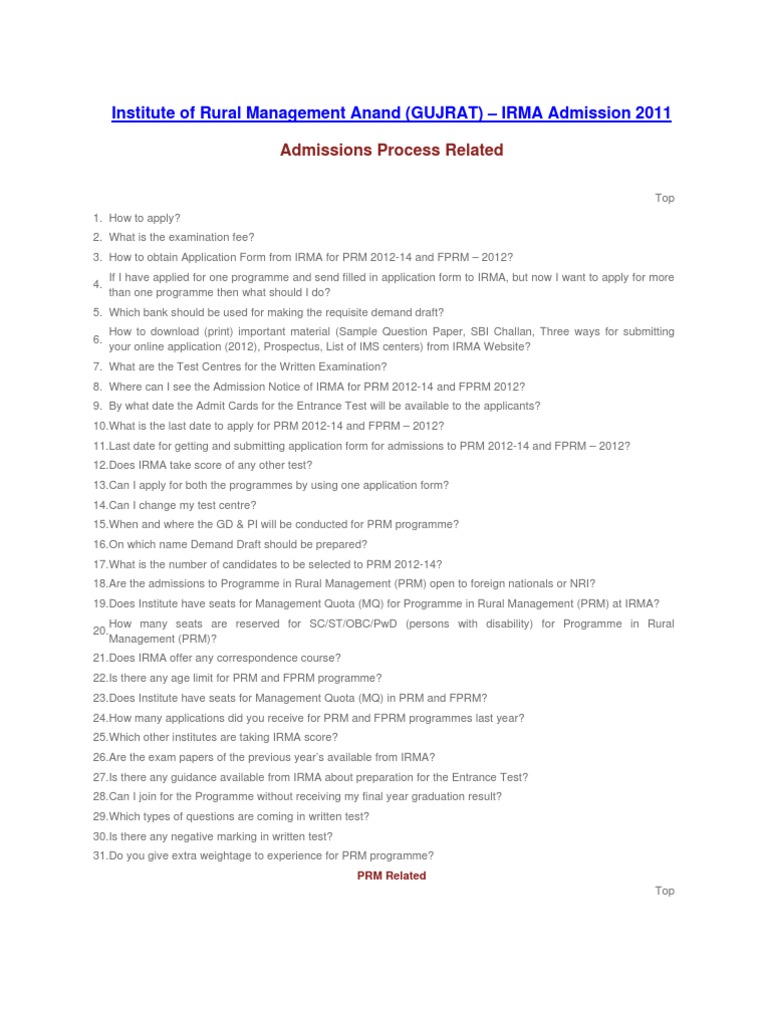 Institute of Rural Management Anand | PDF | University And College ...