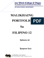 Malikhaing Portfolio Sa Filipino 12: Ipinasa Ni