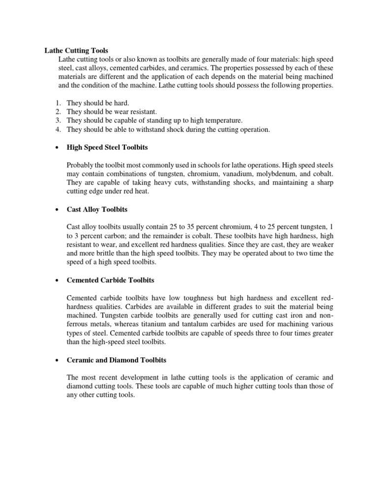 Lathe Cutting Tools PDF Procedural Knowledge Chemistry
