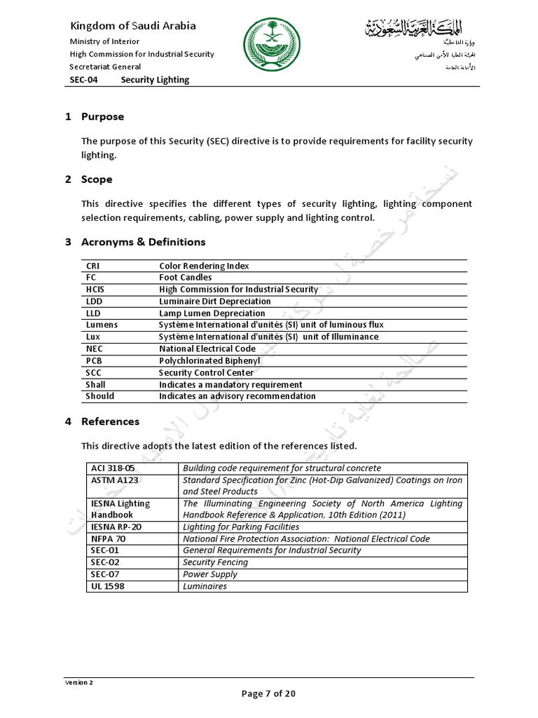 HCIS Security Lighting Standards | PDF | Lighting | Manufactured Goods