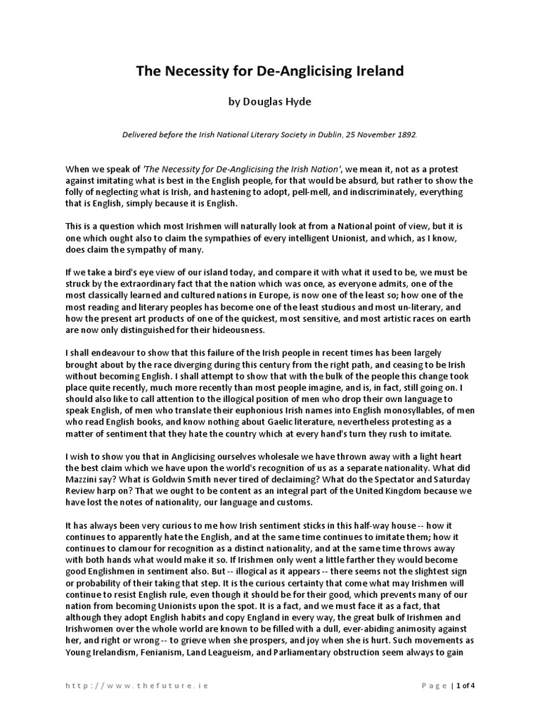 De-Anglicising Ireland: A Necessity | PDF | Irish Language | Ireland