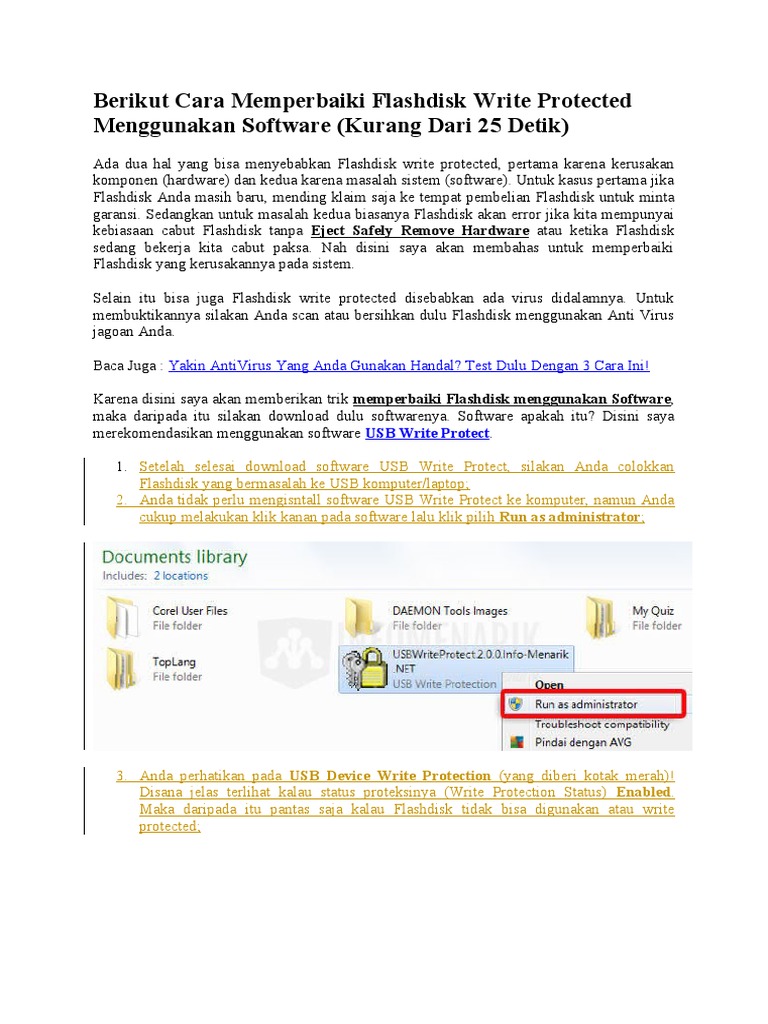 Berikut Cara Memperbaiki Flashdisk Write Protected Menggunakan Software ...