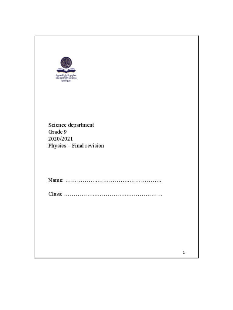 Grade 9 Physics Final Revision Guide | PDF | Waves | Sound